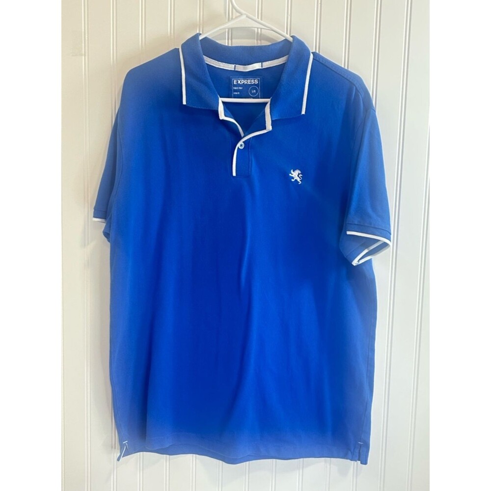 Express Men’s Blue Polo with White Trim
